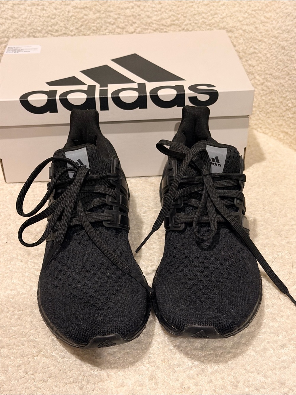 adidas Women’s Black Knit Athletic Shoes with Lace Cage